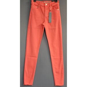 NWT | TRACTR Mona High Rise Slim Fit Crop Jean Raw Hem Sugar Coral | Size 0/25